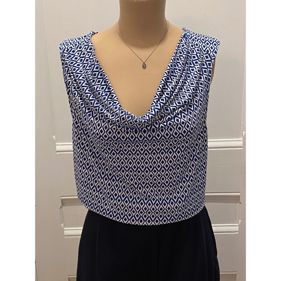 Laundry By Shelli Segal Tops - Laundry by Shelli Segal Blue White Cowl Neck Sleeveless Top - ‎ M